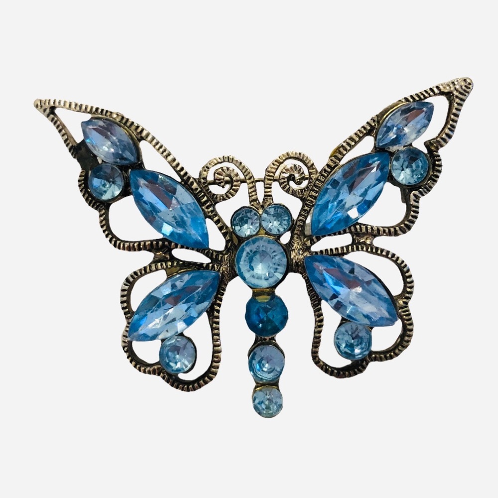 Blue Crystal Butterfly Brooch - Picture 5 of 6